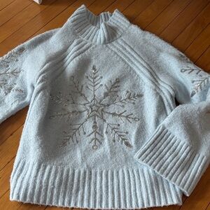 Blue sequin snowflake sweater